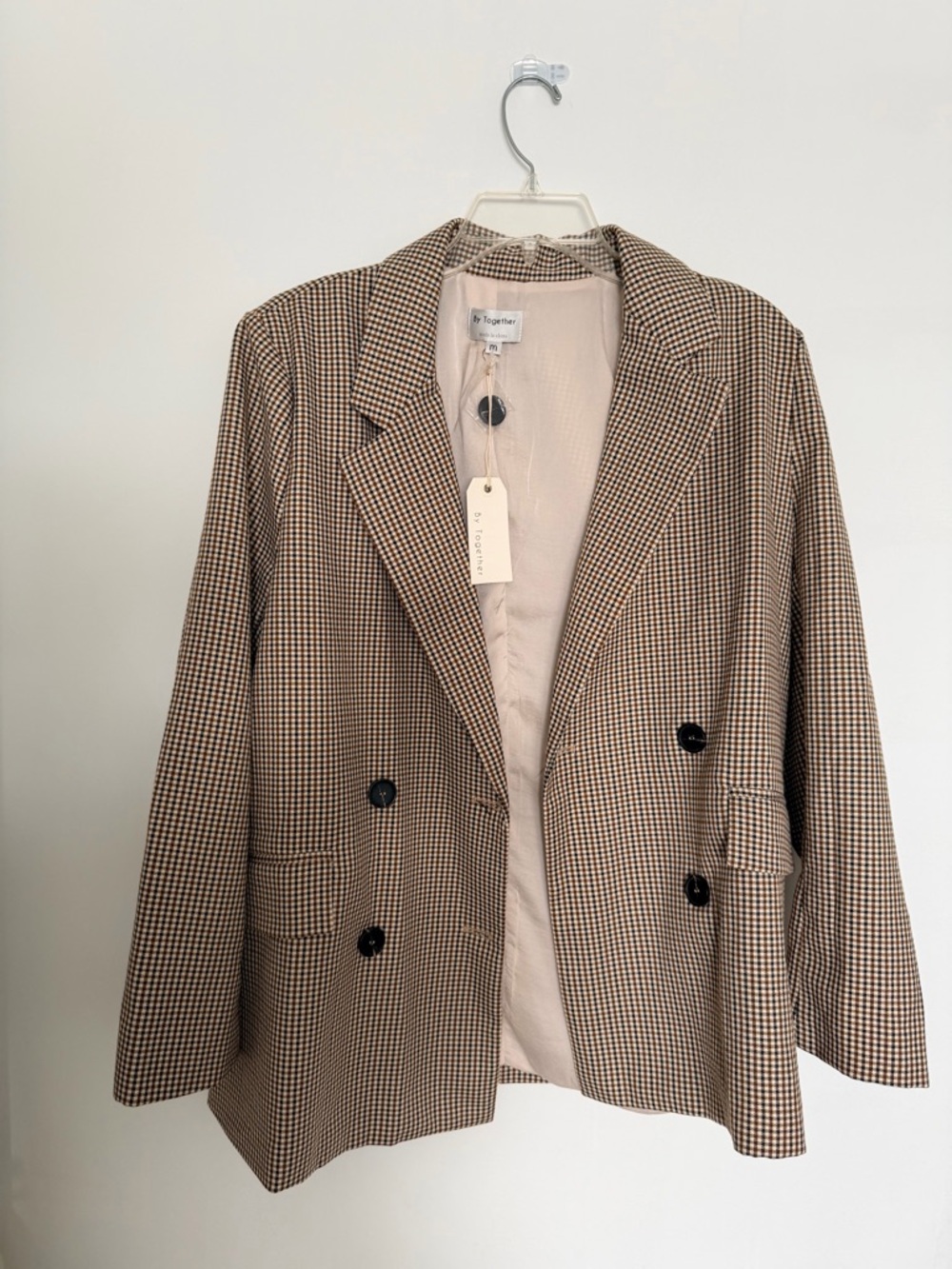 Together Brown Checked Double-Breasted Blazer
